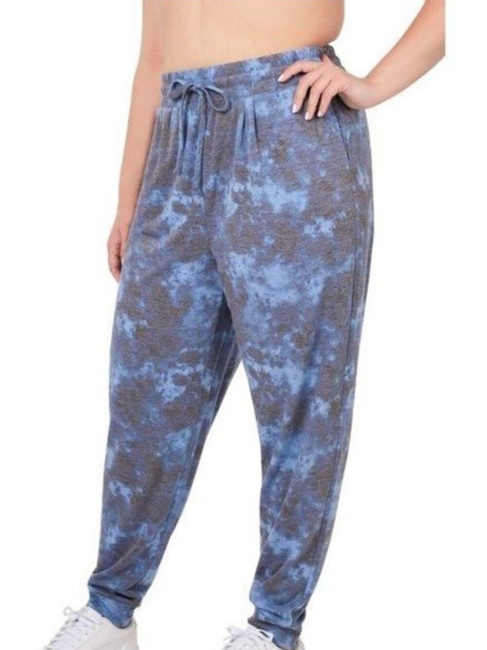 Zenana French Terry Tie Dye Drawstring Jogger 2X (818B)